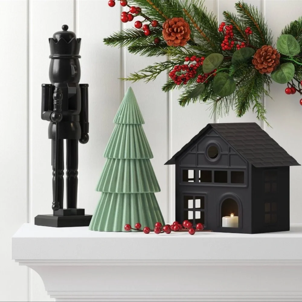 7.38" Battery Operated Lit Metal House
Christmas Village Building Black - Picture 1 of 4